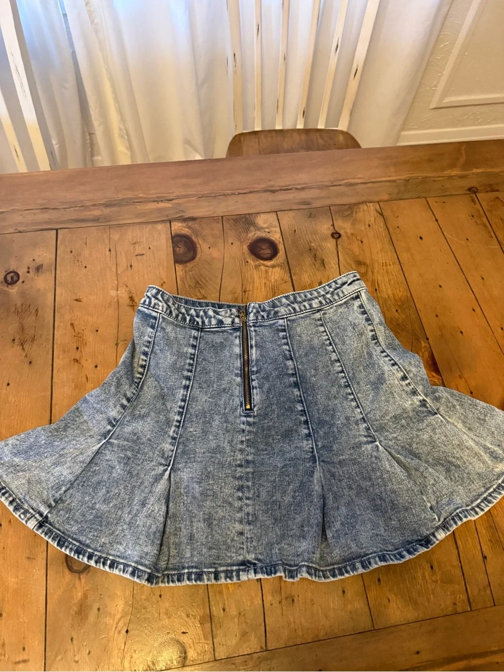 No Boundaries Acid Wash Denim Skater Skirt Size 11 Mini Flared Y2K Retro